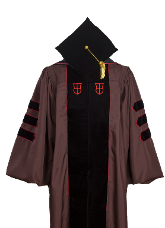 BROWN UNIVERSITY MEDICINE DOCTOR GOWN HOOD TAM FRONT VIEW