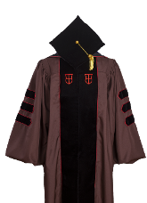 BROWN UNIVERSITY PHD DOCTOR GOWN HOOD TAM FRONT VIEW