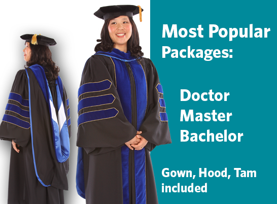 PhD REGALIA PACKAGE (GOLD 2024 TASSEL AND PhD HOOD)