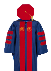 SOUTHERN METHODIST UNIVERSITY DOCTOR GOWN HOOD TAM FRONT VIEW