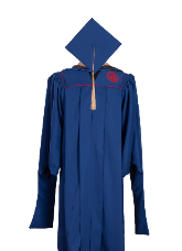 SOUTHERN METHODIST UNIVERSITY MASTER GOWN HOOD MORTARBOARD FRONT VIEW