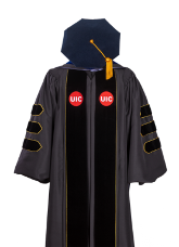UNIVERSITY OF ILLINOIS AT CHICAGO DOCTOR GOWN HOOD TAM FRONT