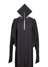 WILLIAM WOODS UNIVERSITY MASTER GOWN WHITE HOOD MORTARBOARD FRONT VIEW