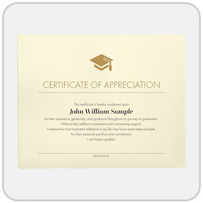 Traditional Appreciation Certificate