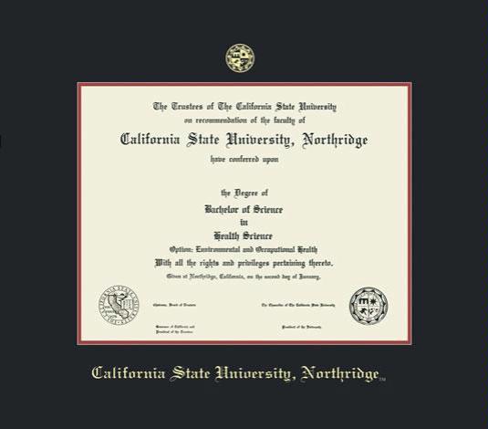 Csun Degree Road Map Custom Diploma Frames & Certificate Frames - Framing Success: Ca State U.  Northridge Dip. , Double Mat Black/Red