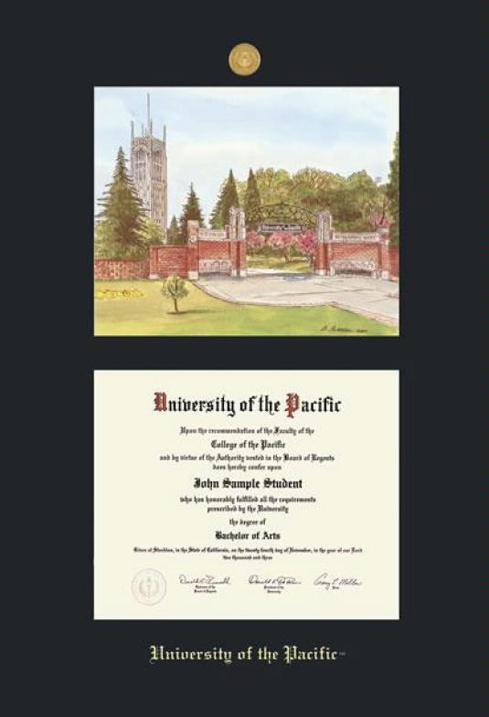 Custom Diploma Frames Certificate Frames Framing Success U Of The Pacific Dip Litho W Mdl Black Mat