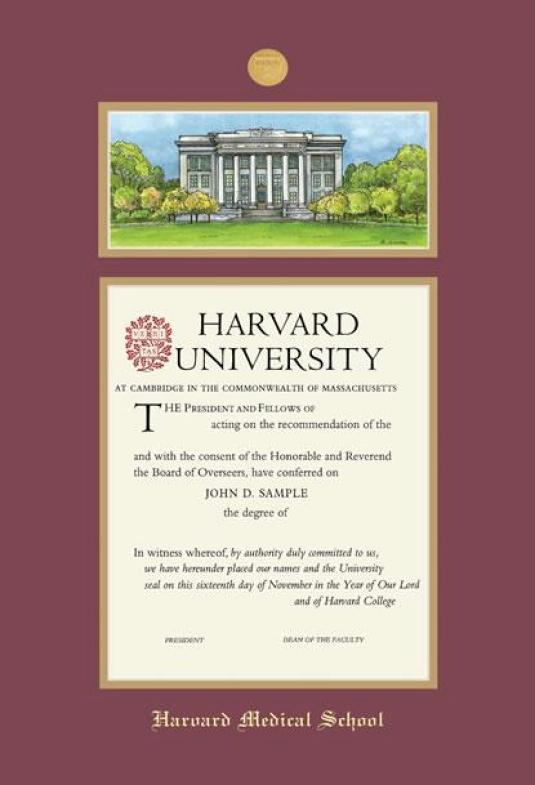 harvard medical degree certificate