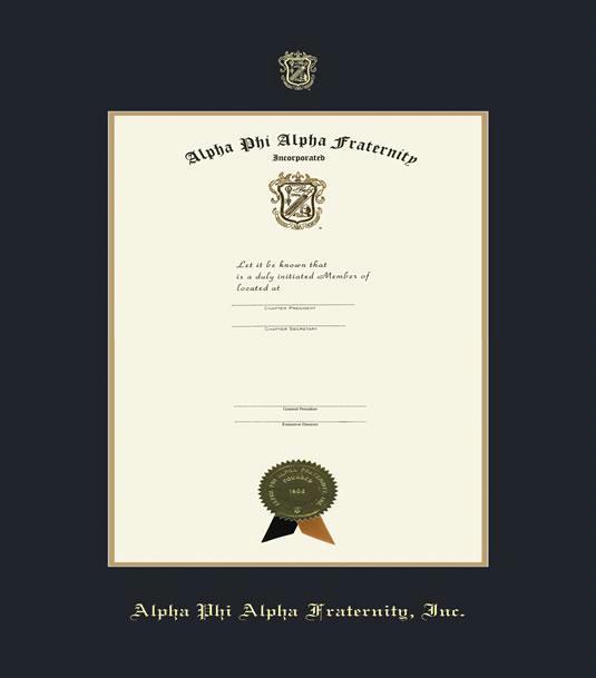 Custom Diploma Frames Certificate Framing Success Alpha Alpha Phi Fraternity Inc Proclamation Resolution Certificate Frame With Black And Gold Double Mat Embossing