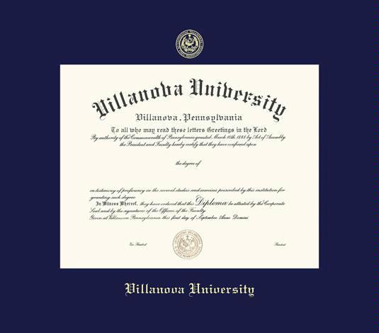 Custom Diploma Frames Certificate Frames Framing Success Villanova U Minor Degree Certificate Frame With Blue Mat
