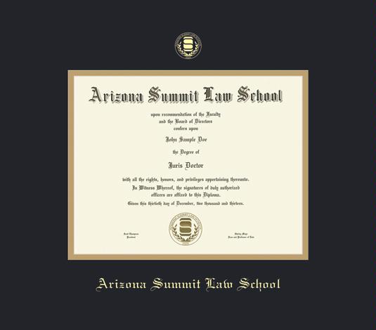 Custom Diploma Frames & Certificate Frames - Framing Success: Arizona  Summit Law School (9/13-Present) with Black/Gold Mat
