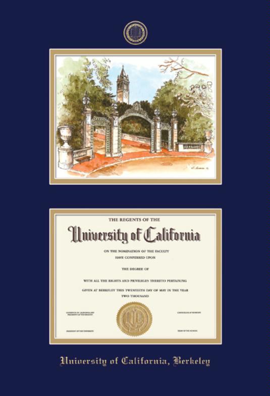 Custom Diploma Frames Certificate Framing Success U Of University Of California Berkeley Diploma Ba Ma Phd 1 15 To Present And Litho Frame With Navy Blue Gold Double Mat Embossing