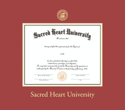 Custom Diploma Frames & Certificate Frames - Framing Success: Sacred Heart  University (3/19-Pres) Frame with Red/Cream Mat