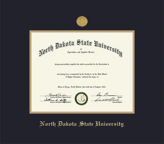 Custom Diploma Frames Certificate Framing Success North North Dakota State University Diploma Frame With Medallion And Black Gold Double Mat Embossing Roximate Size 17 X 19 Inches