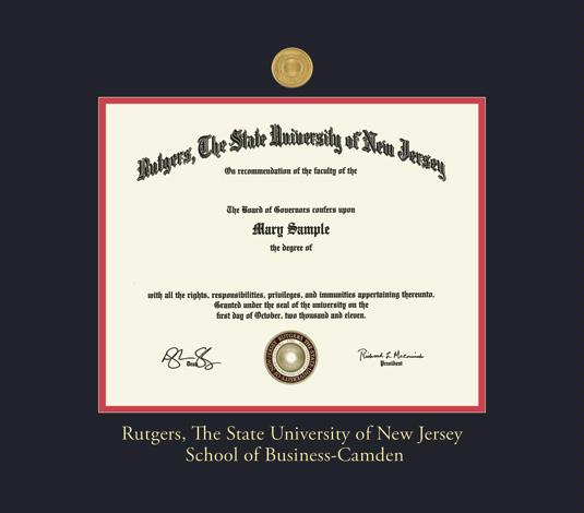 Custom Diploma Frames Certificate Framing Success Rutgers University Diploma Upgrade 11 X 14 School Of Business Camden Frame With Medallion And Black Red Double Mat Gold Embossing
