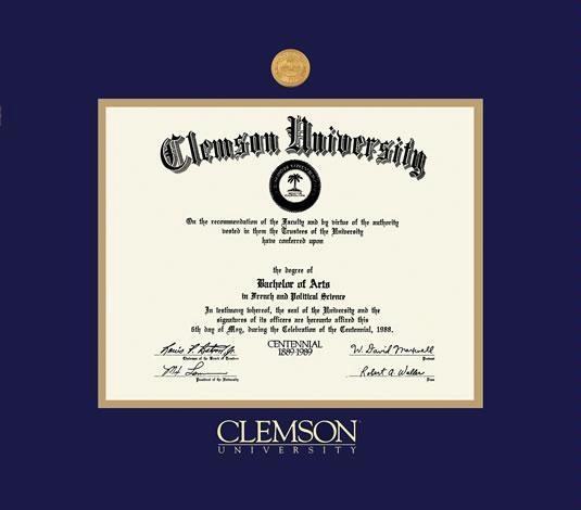 Custom Diploma Frames & Certificate Frames - Framing Success: Clemson ...