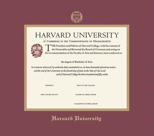 Harvard College Diploma